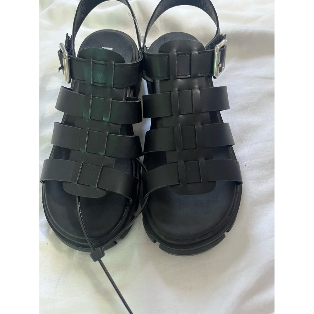 MIA Kids Black Gladiator Caged Sandals Chunky Lug Sole Platform Buckle Strap